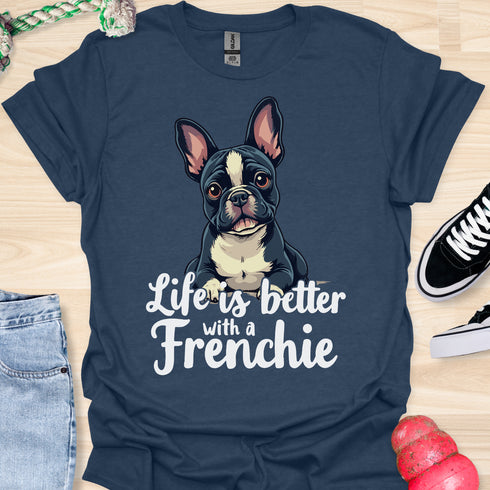 Life is better with a frenchie - V6 - Elegant Graphic T-Shirt